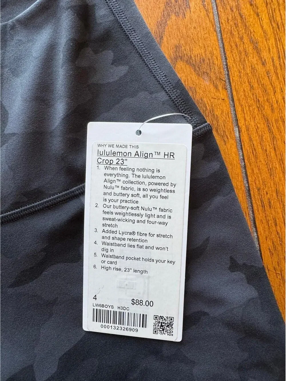 Lululemon Align High Rise 23” Heritage Camo Black Size 4 NWT